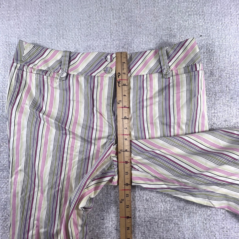 LOFT Womens Pink Grey Striped Wide Leg Trousers Mid Rise Career Crop Pants - Picture 7 of 10